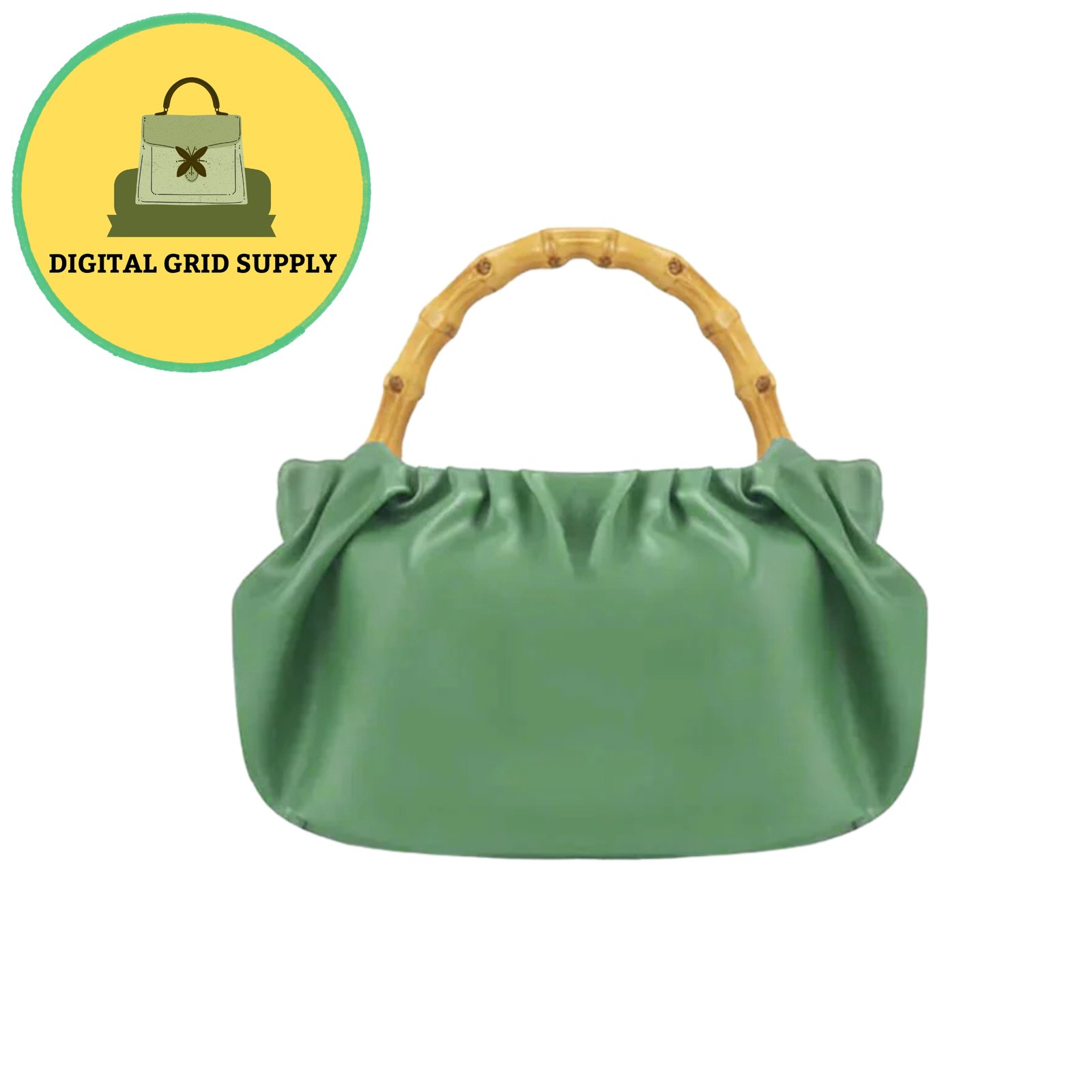 DigitalGridSupply Aqua Green ROSE Shoulder Bag – Adult Female, Faux Leather, Wooden Handle, Artistic & Modern (USA) - Image 2
