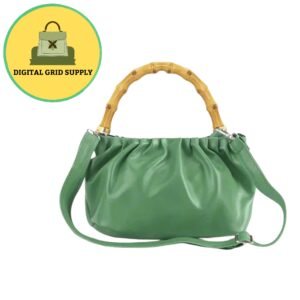 DigitalGridSupply Aqua Green ROSE Shoulder Bag – Adult Female, Faux Leather, Wooden Handle, Artistic & Modern (USA)